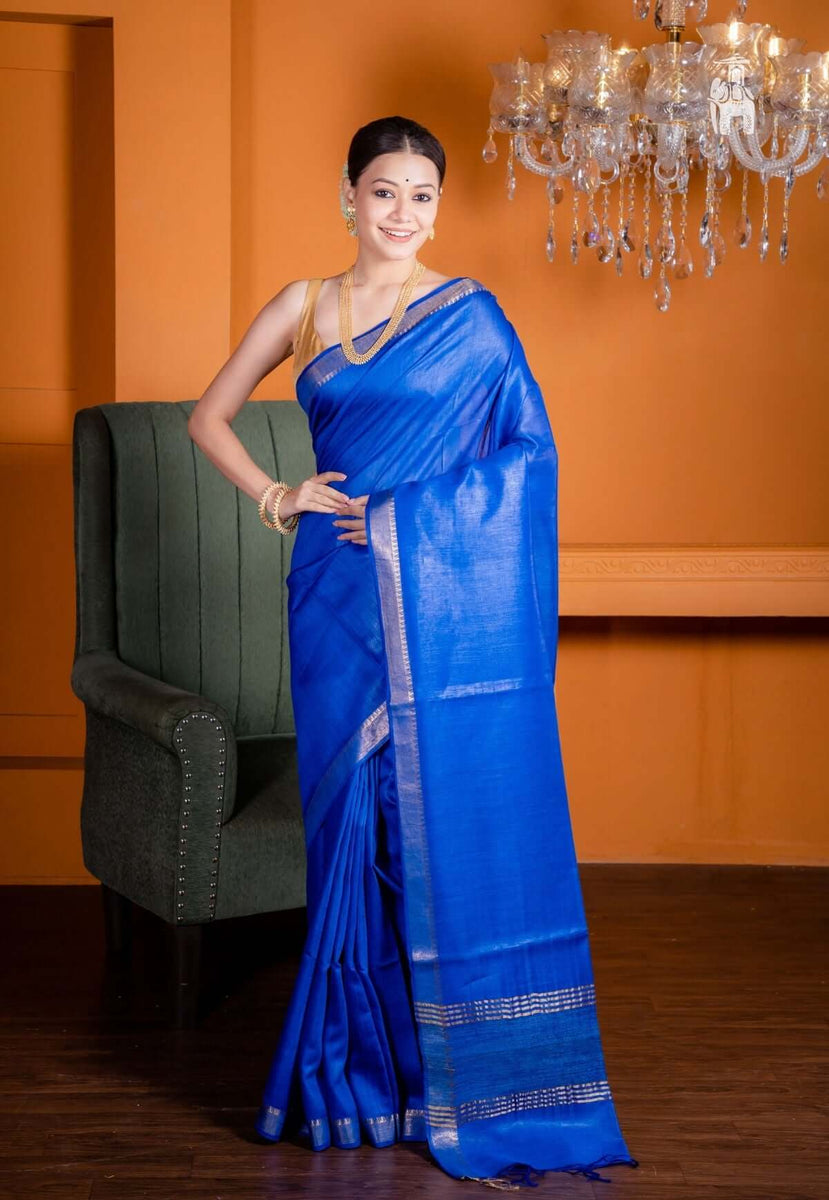 Royal Ombre Tussar Silk Saree with Pearl Border