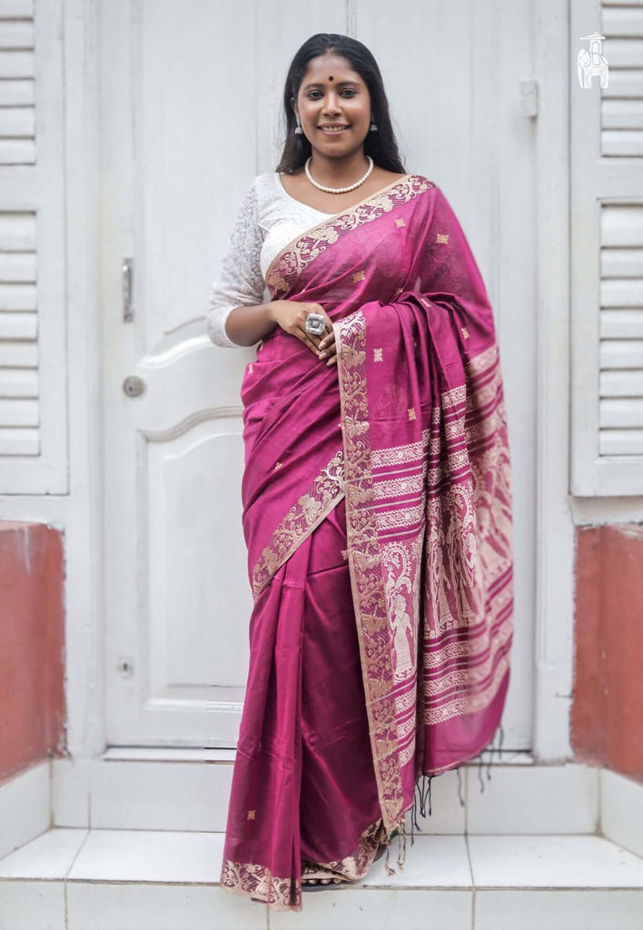 Pink Khadi Cotton Saree