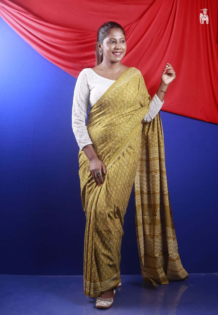 Sandy Brown Mulmul Cotton Saree