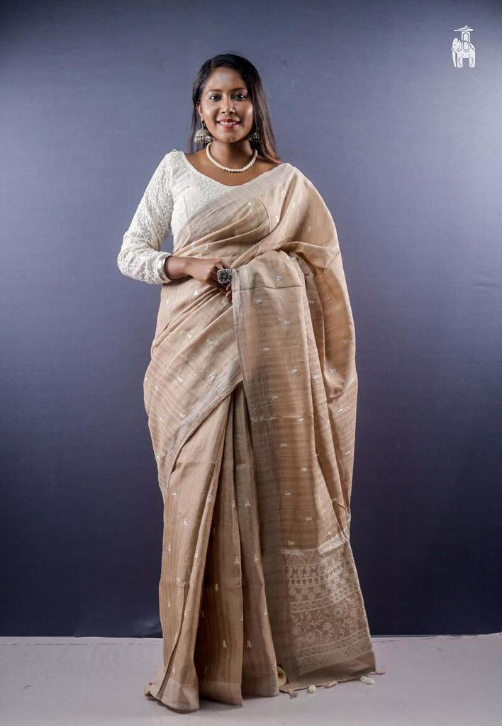 Beige Embroidery Saree