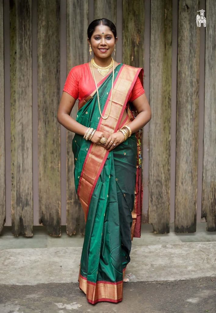 Dark Green Kanjivaram Silk Saree