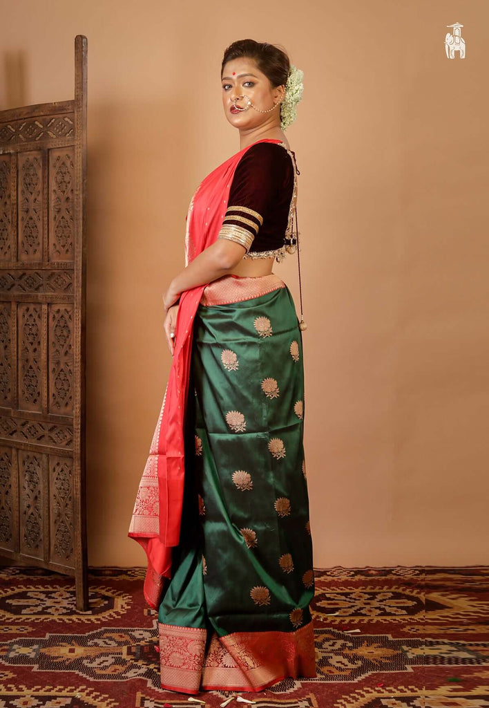 Slate Green Katan Banarasi Saree