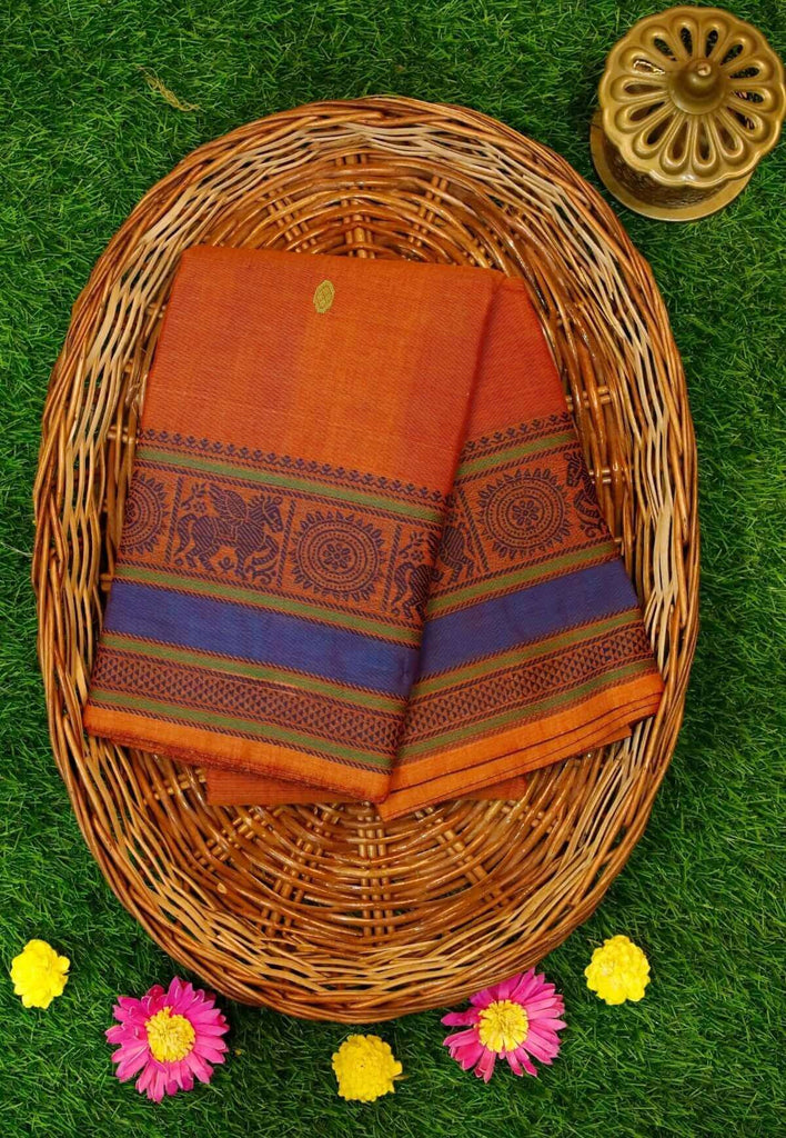 Mustard Yellow Kanchipuram Cotton Saree 