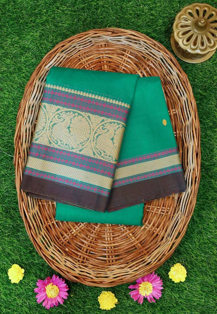 Green Kanchipuram cotton saree