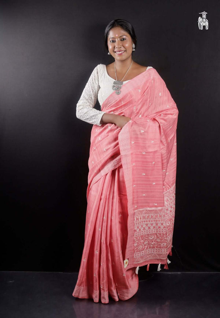 Pink Embroidery Saree