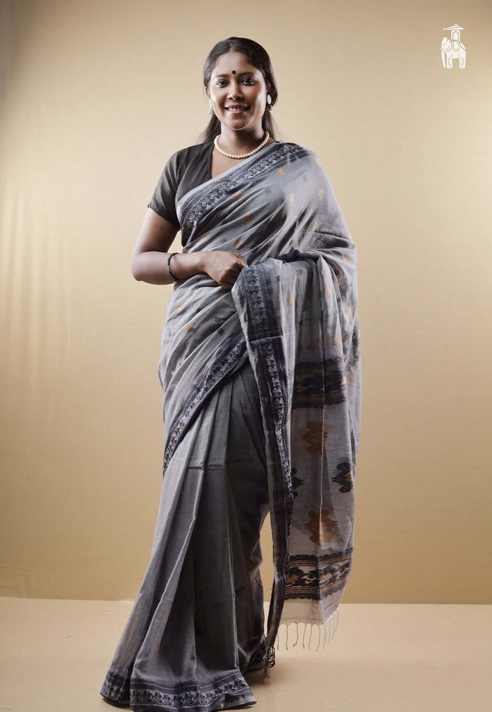 Grey Khadi Cotton Saree