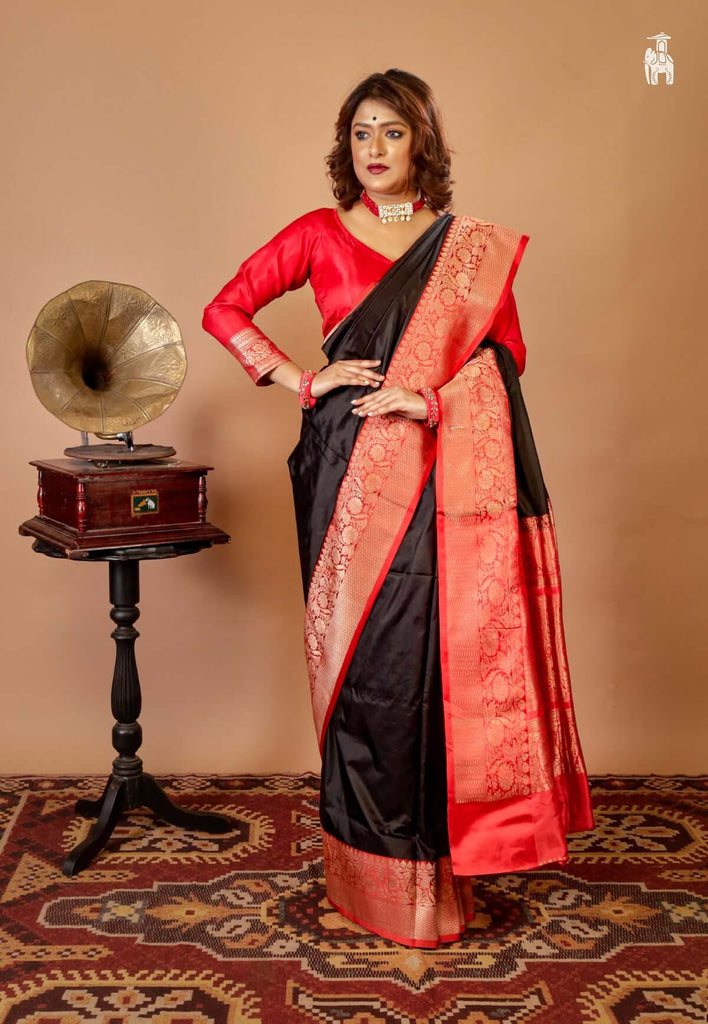 Black Katan Banarasi Saree