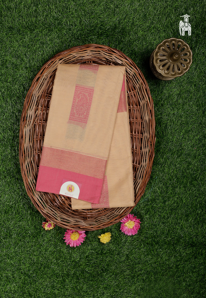 Beige Maheshwari Cotton Saree