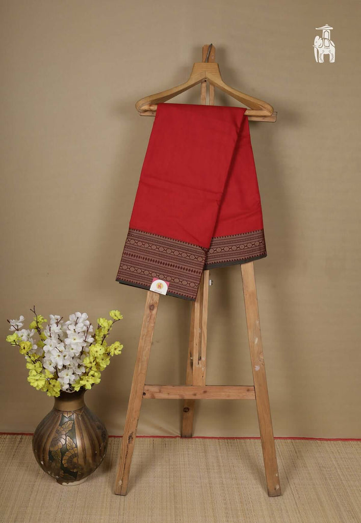 Bright Red Narayanpet Cotton Saree