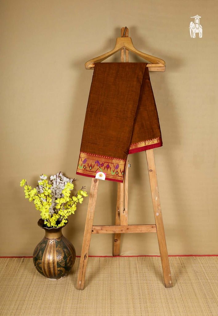 Brown Narayanpet Cotton Saree