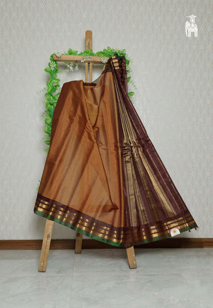 Brownish Gold Gadwal Sico Saree