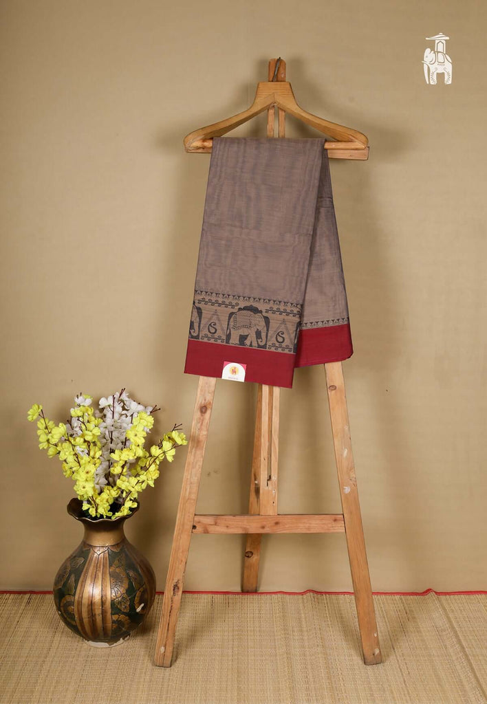 Brownish Grey Narayanpet Cotton Saree