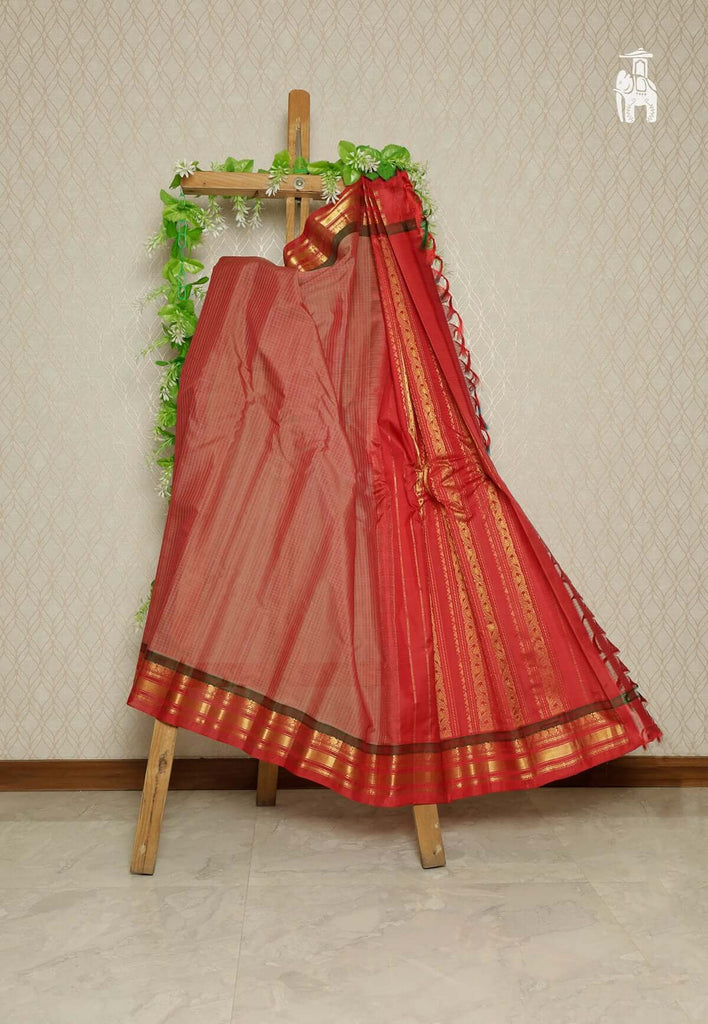 Brownish Red Gadwal Sico Saree