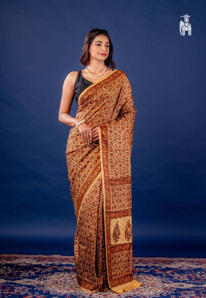 Caramel Brown Mysore Silk Saree