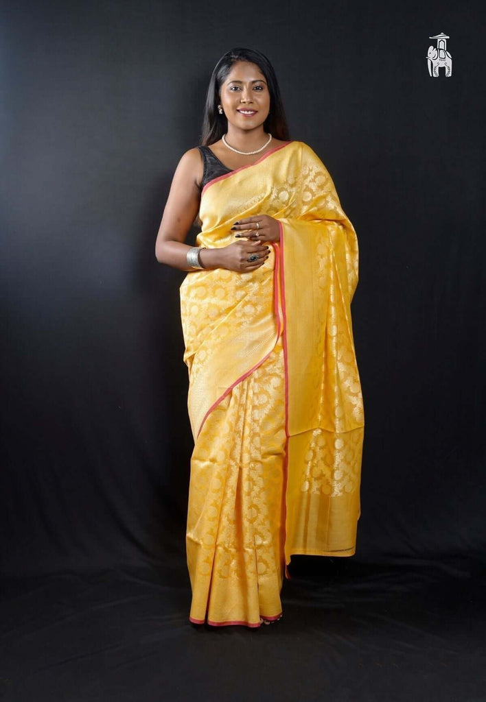 Corn Yellow Organza Saree
