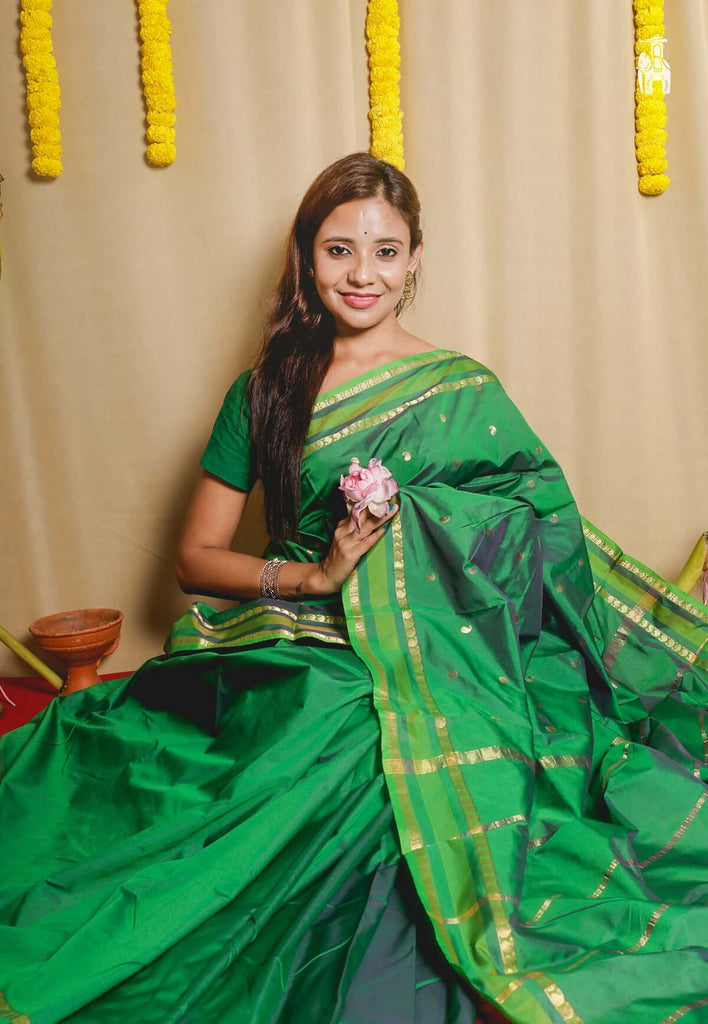 Dark Green Kanjivaram Silk Saree