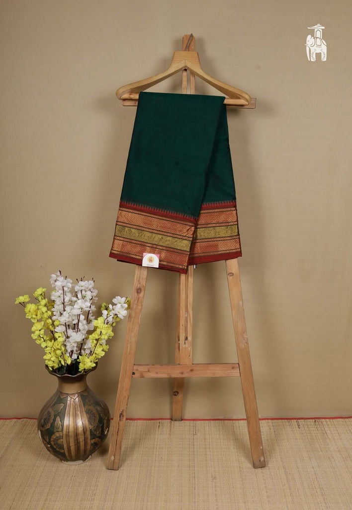 Dark Green Narayanpet Cotton Saree