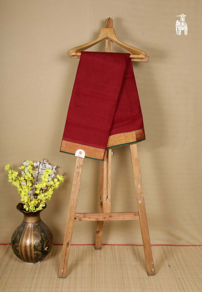 Dark Red Narayanpet Cotton Saree