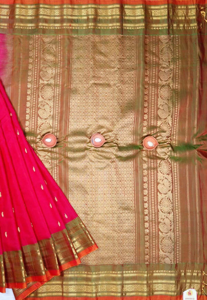 Maroon Gadwal Sico Sarees