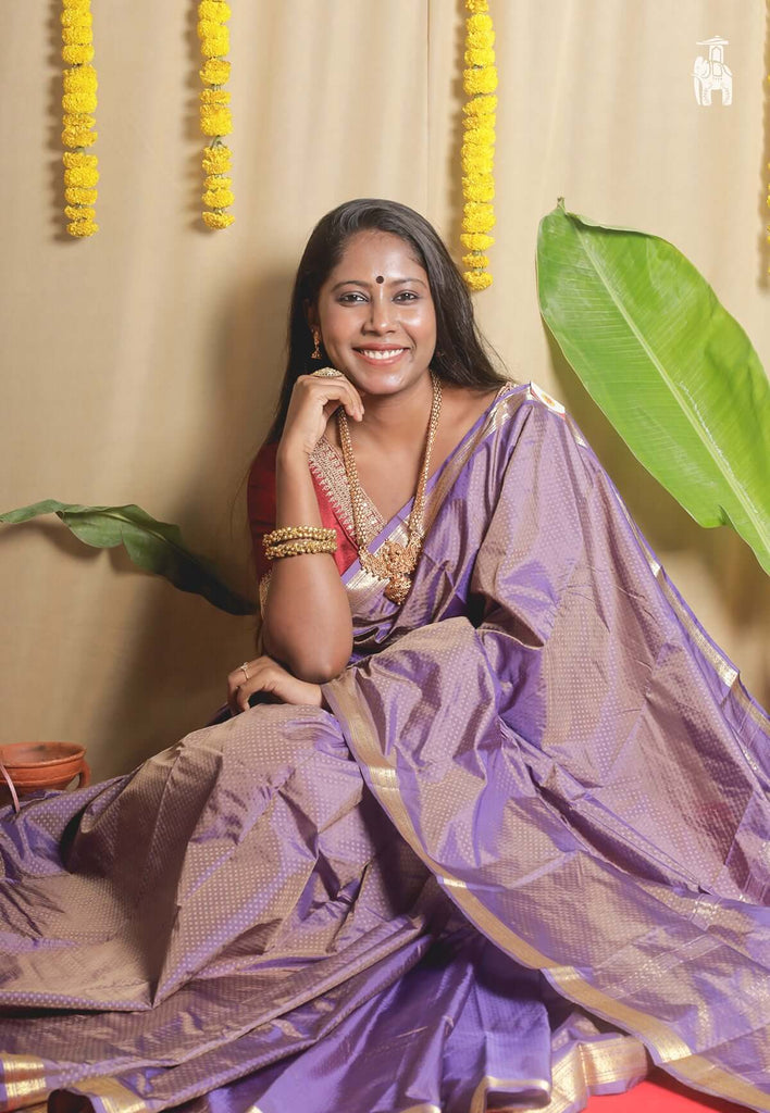 Dual Tone Light Mauve Kanjivaram Silk Saree