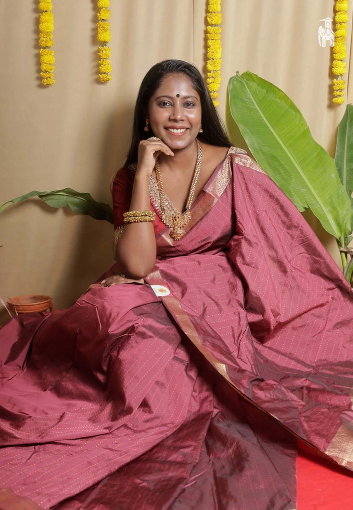 Dusty Rose Kanjivaram Silk Saree