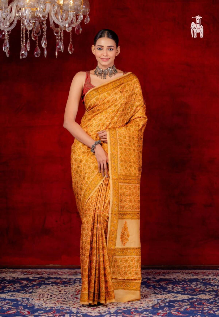 Golden Beige Mysore Silk Saree