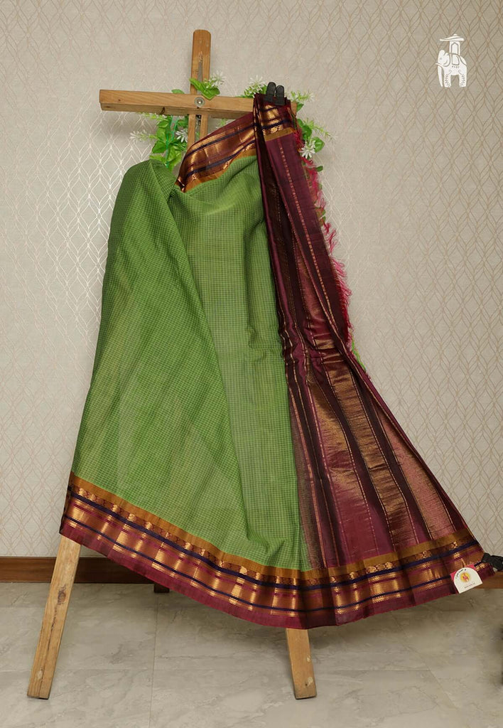 Green Cotton Gadwal Saree