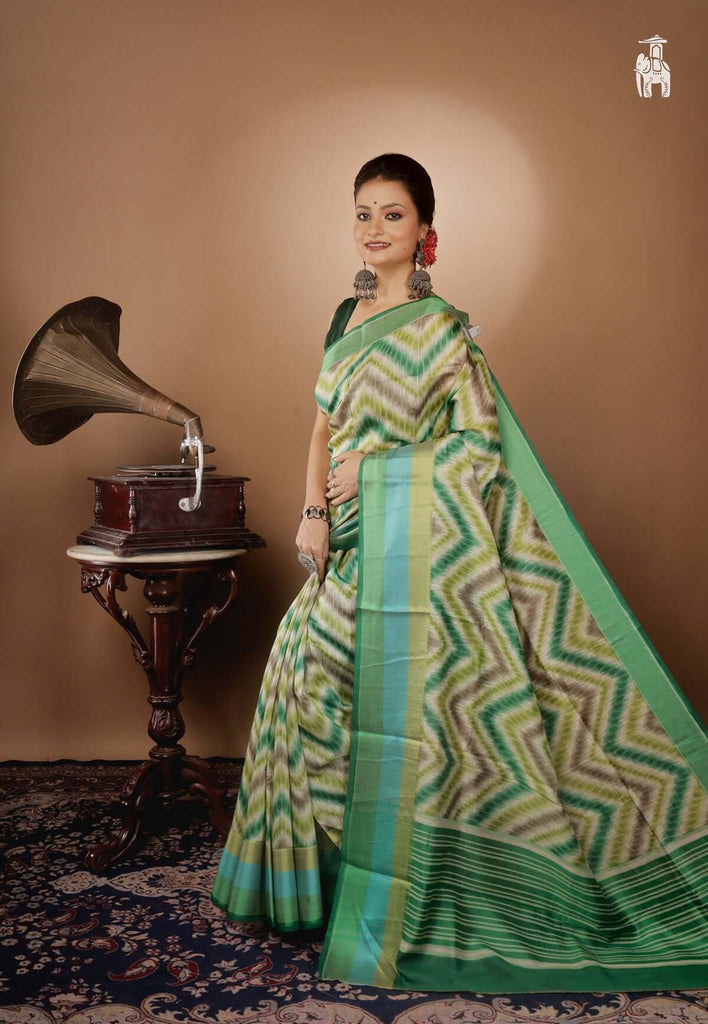 Green Pure Muga Tussar Saree 
