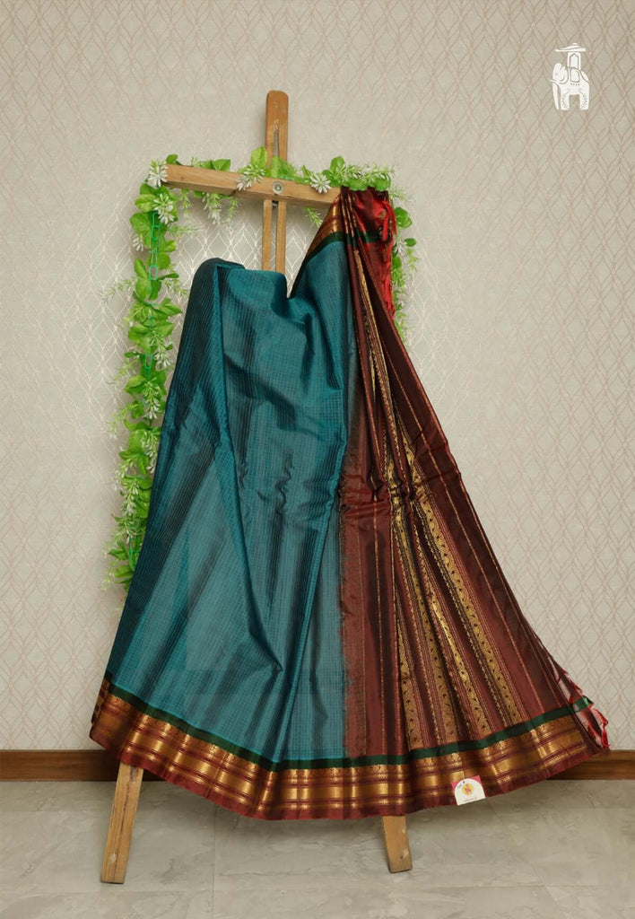 Greenish Blue Gadwal Sico Saree
