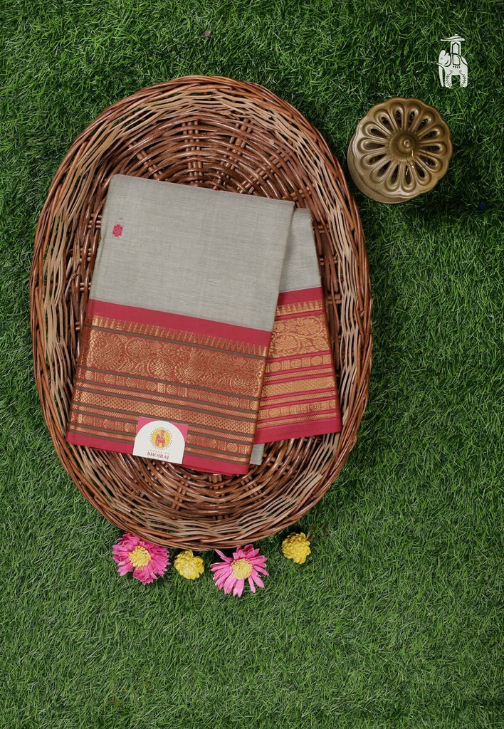 Grey Cotton Kanjivaram Saree