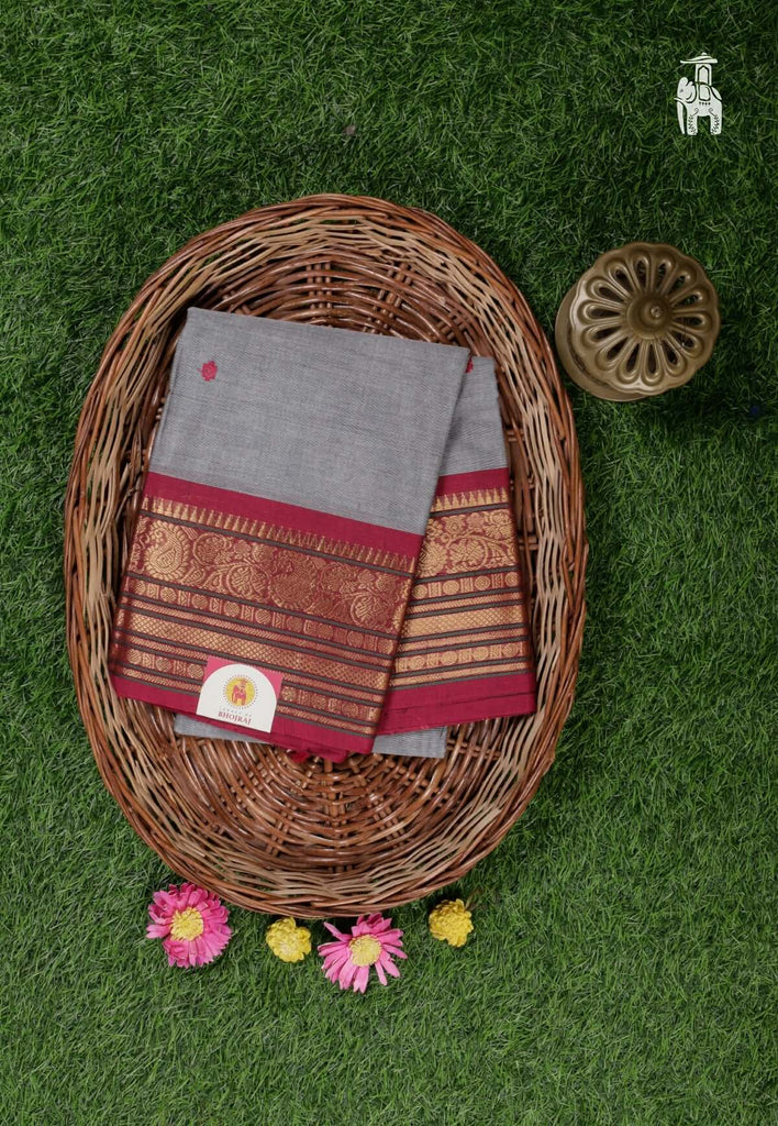 Grey Cotton Kanjivaram Saree