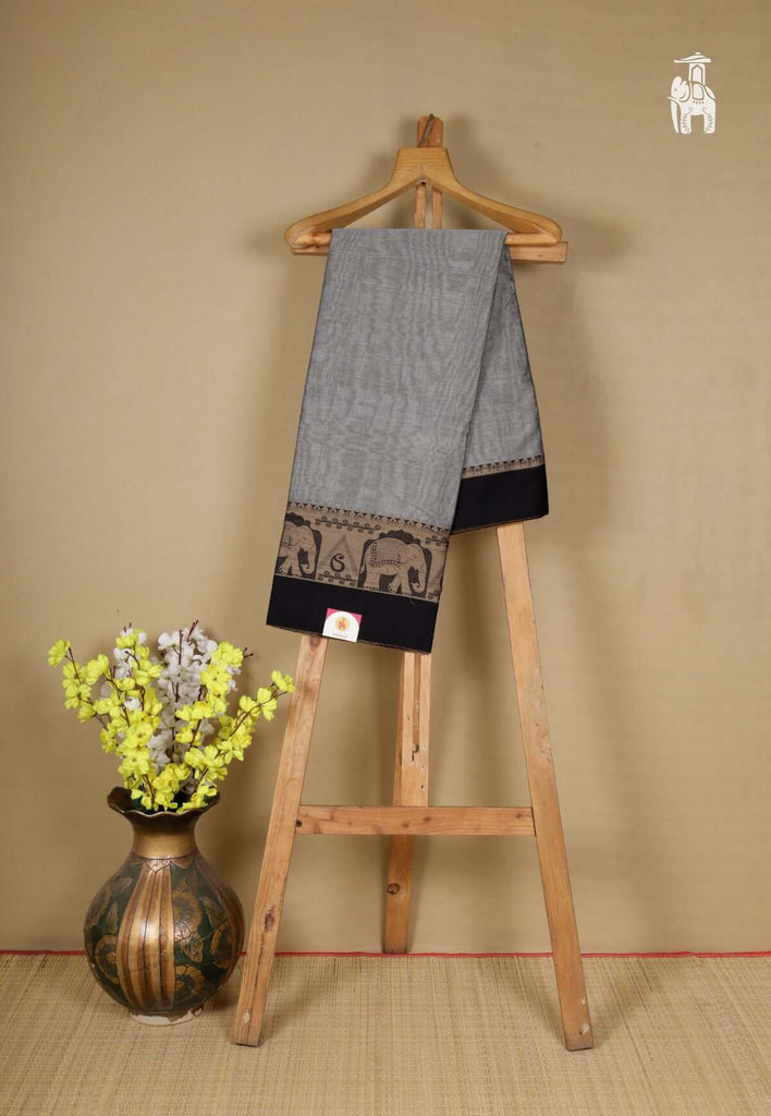 Grey Narayanpet Cotton Saree