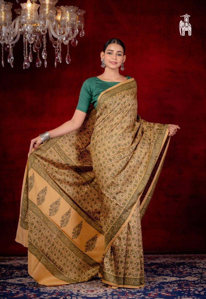 Honey Yellow Mysore Silk saree