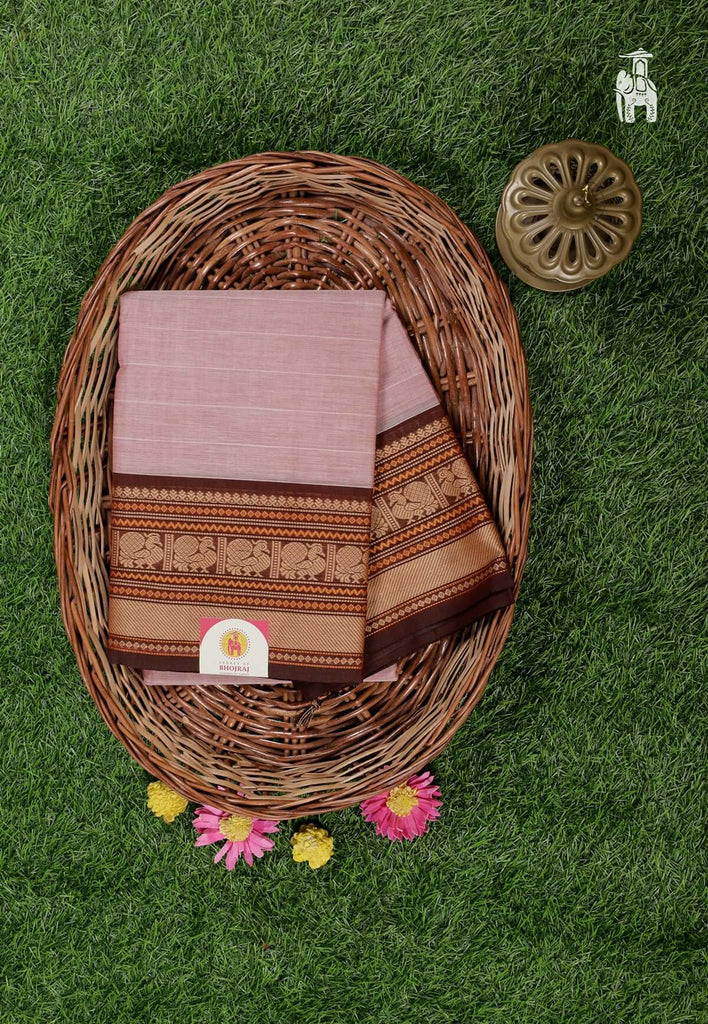 Light Pink Cotton Kanjivaram Saree