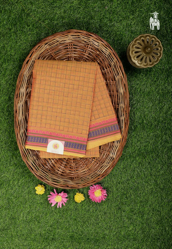 Light Yellow Cotton Kanjivaram Saree