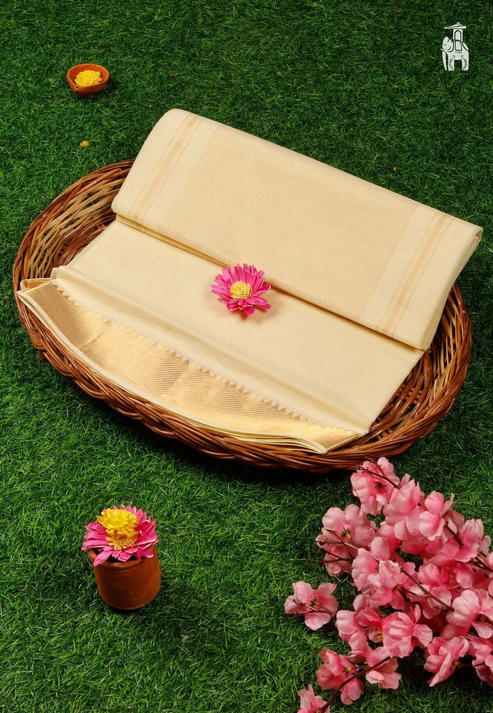 Off White Mangalgiri Cotton Saree