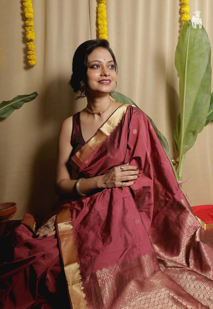 Maroon Kanjivaram Silk Saree