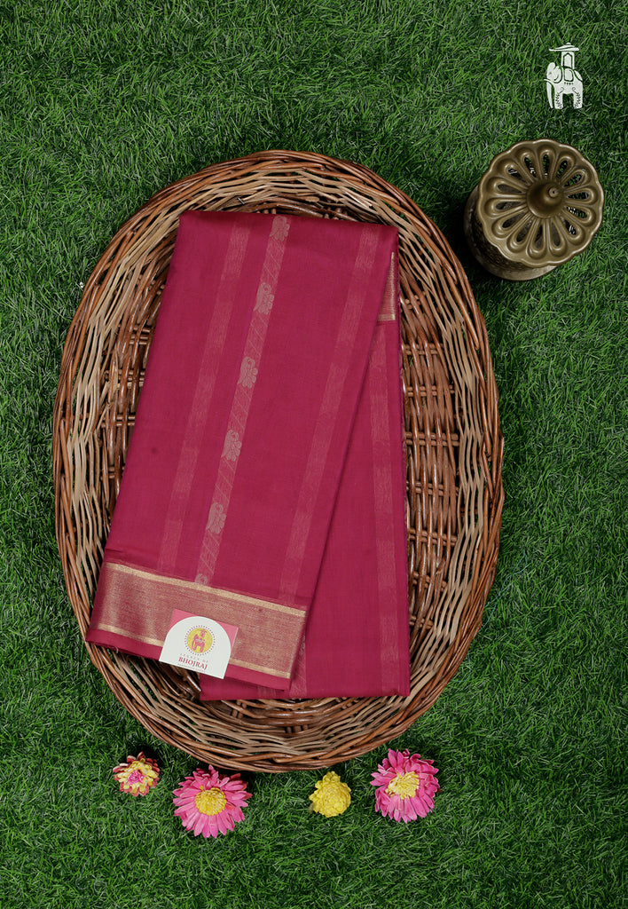 Maroon Maheshwari Cotton Saree