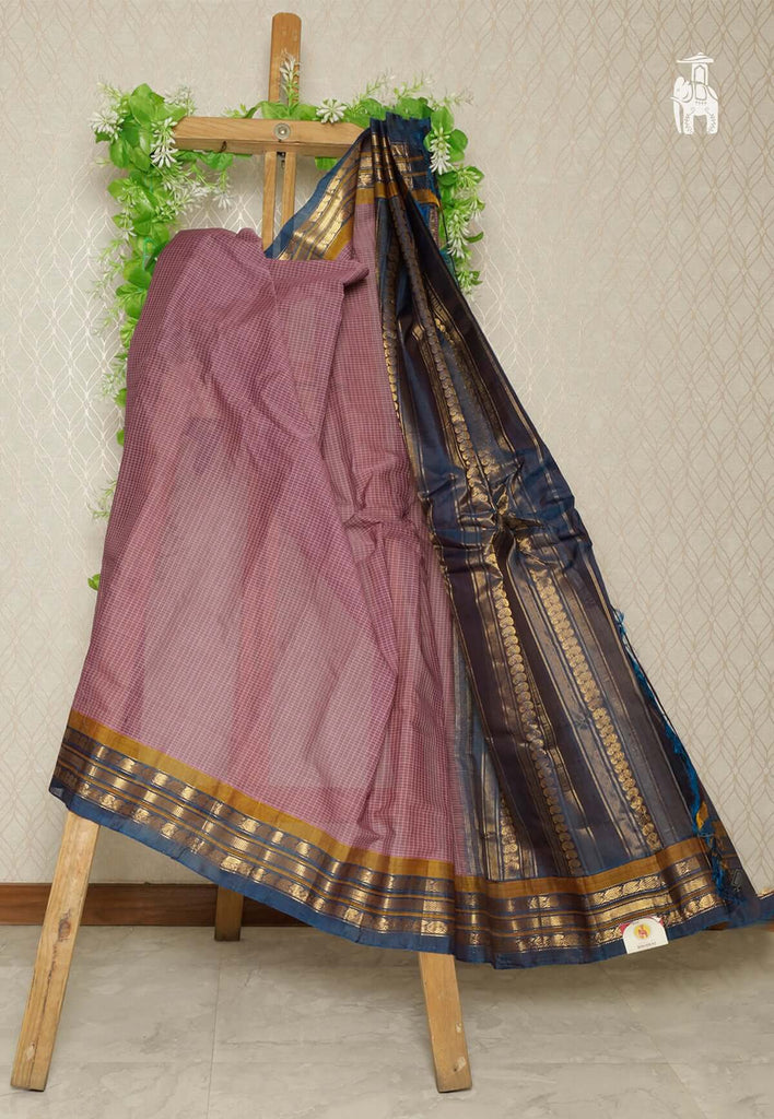 Mauve Cotton Gadwal Saree