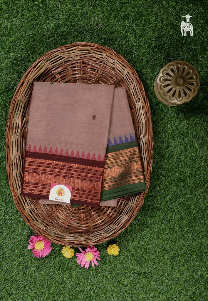 Mauve Pink Cotton Kanjivaram Saree