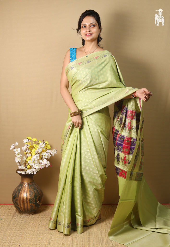 Mint Green Dupion Silk Saree