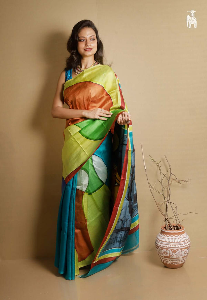 Multicolour Printed Pure Silk Saree