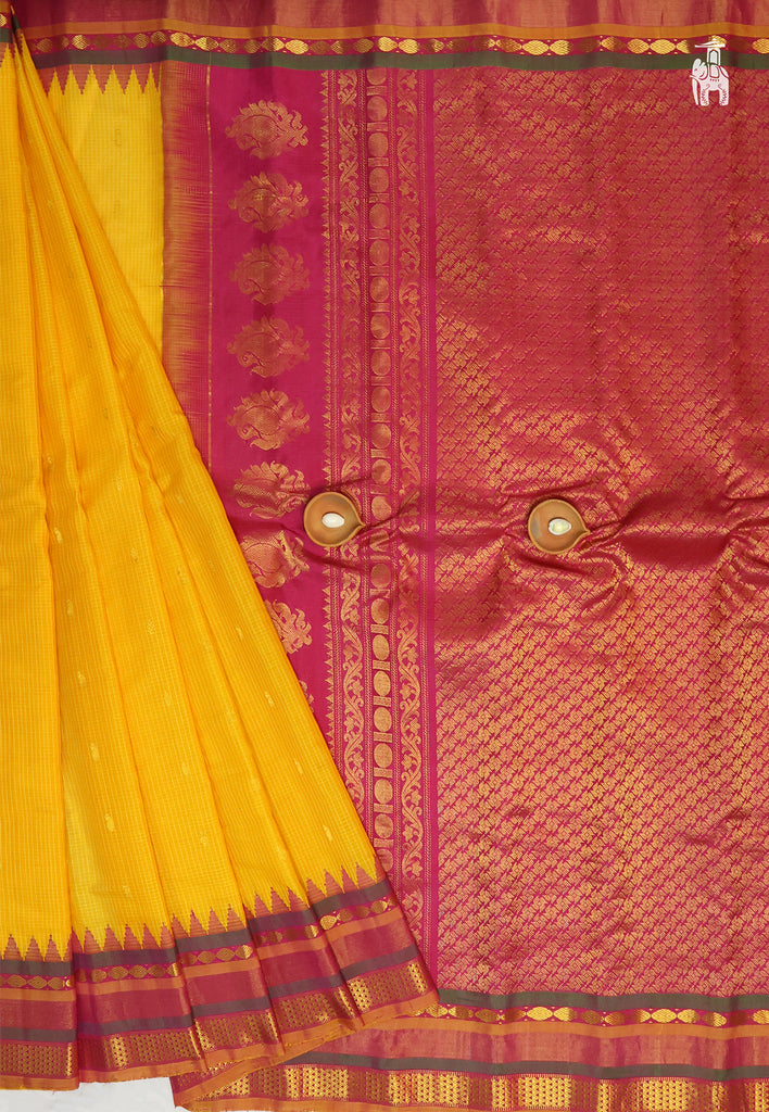 Mustard Yellow Gadwal Sico Saree
