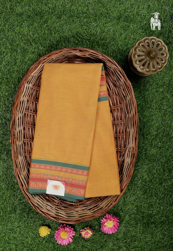 Mustard Yellow Maheshwari Cotton Saree