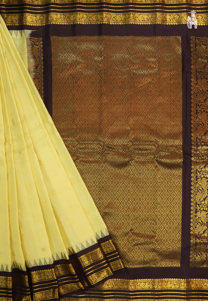 Off White Gadwal Silk Saree with black border