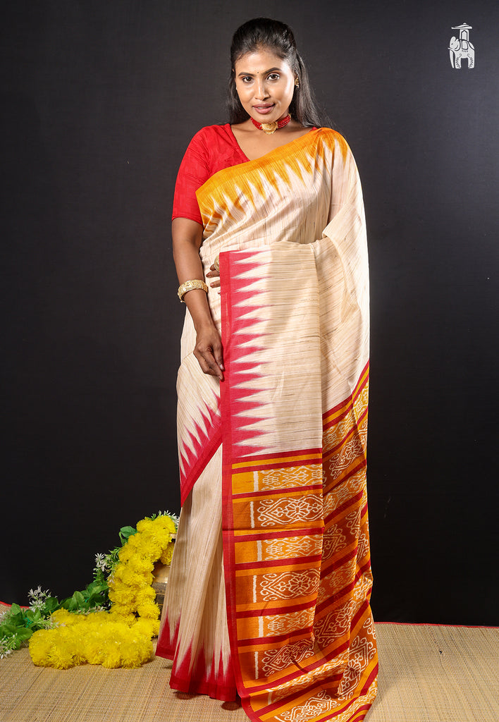 Off White Tussar Saree 