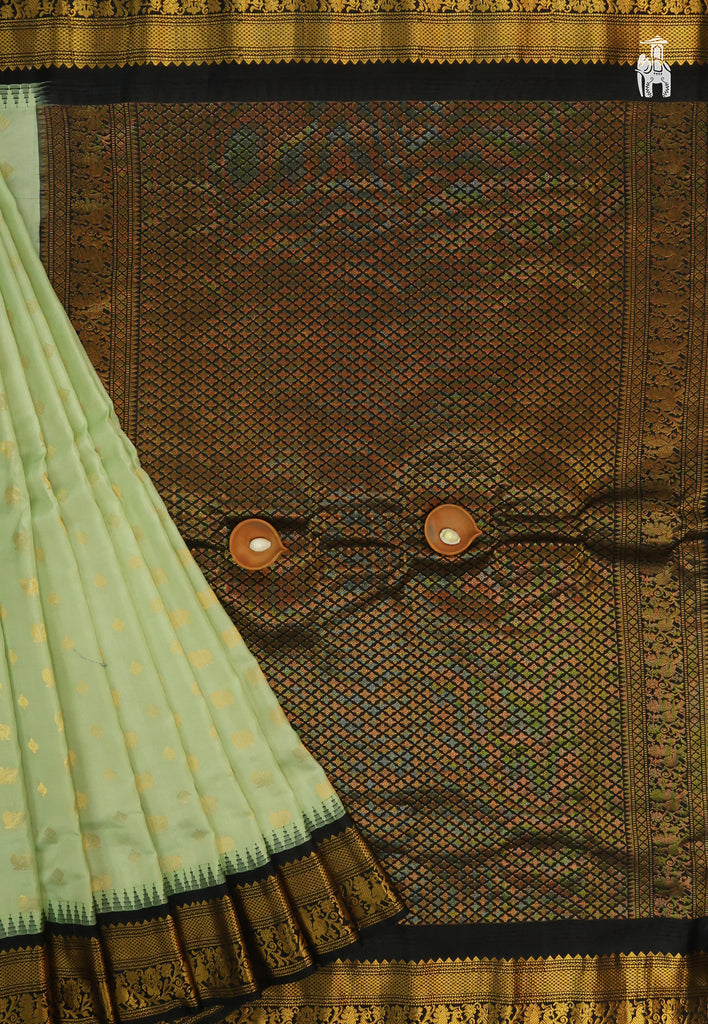 Olive Green Gadwal Silk Saree