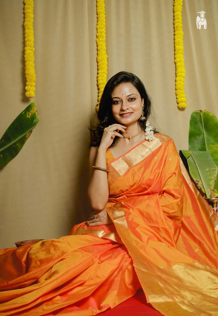 Orange Kanjivaram Silk Saree