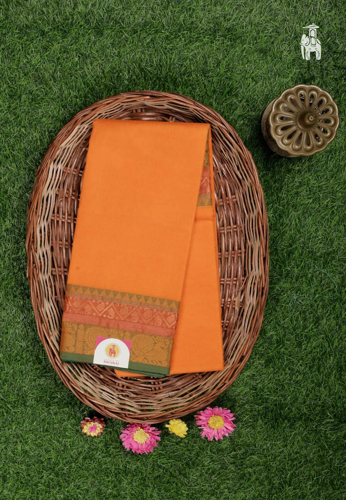 Orange Maheshwari Cotton Saree