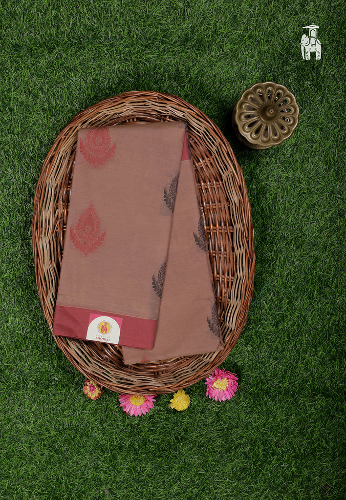 Pastel Brown Maheshwari Cotton Saree